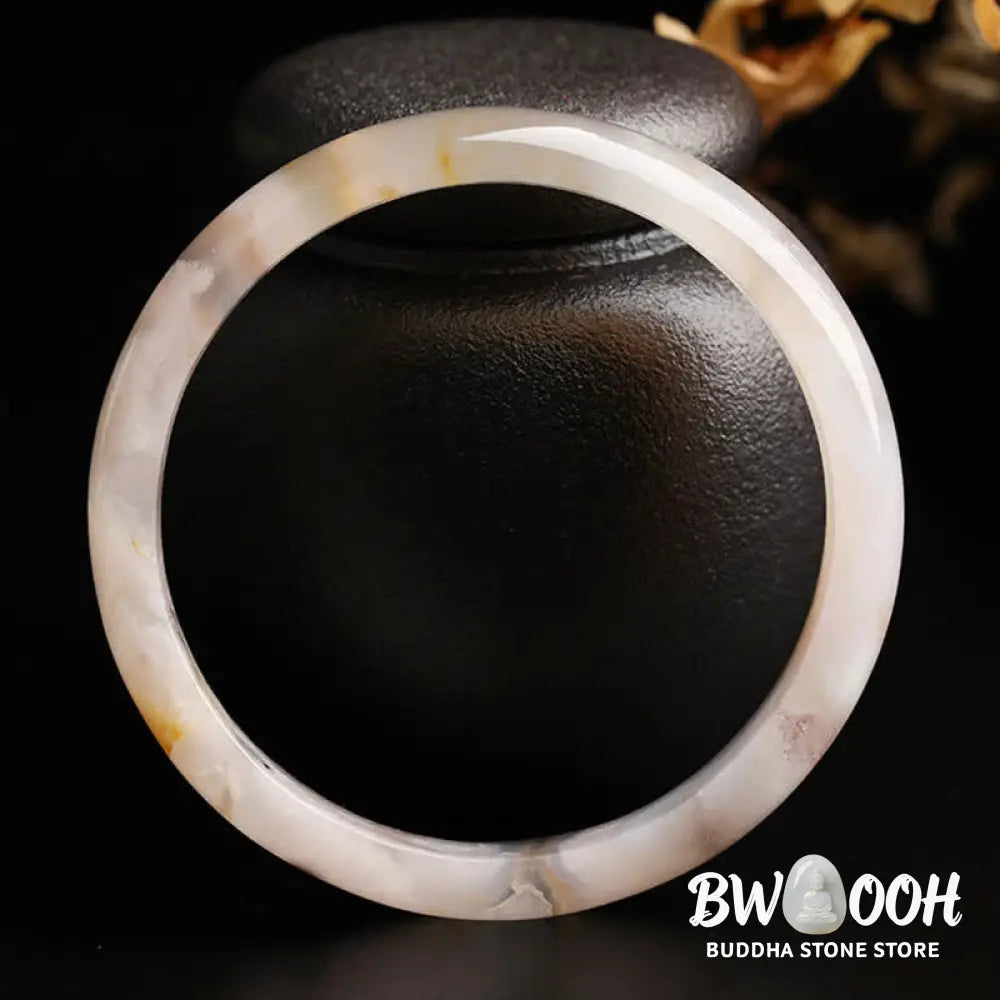 Natural Sakura Agate Peace Bracelet Bangle - 50mm - Bracelet Cuff Bangle