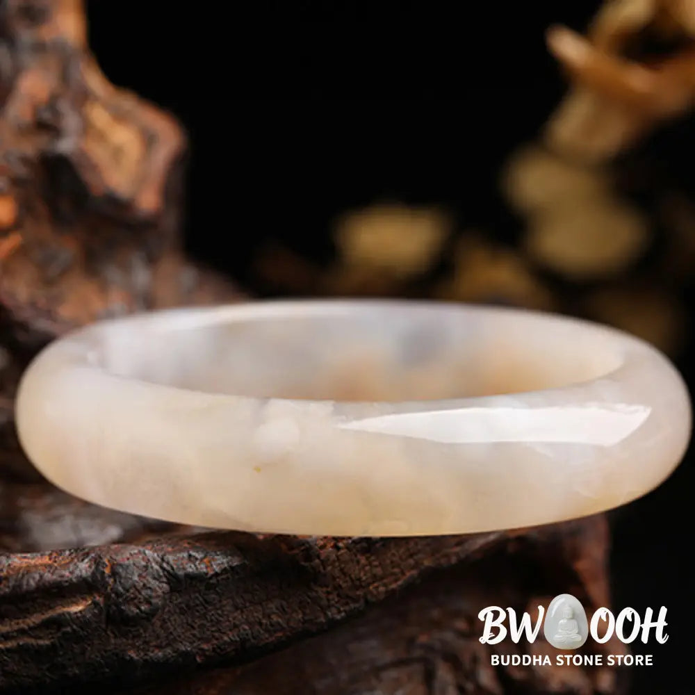 Natural Sakura Agate Peace Bracelet Bangle - 50mm - Bracelet Cuff Bangle