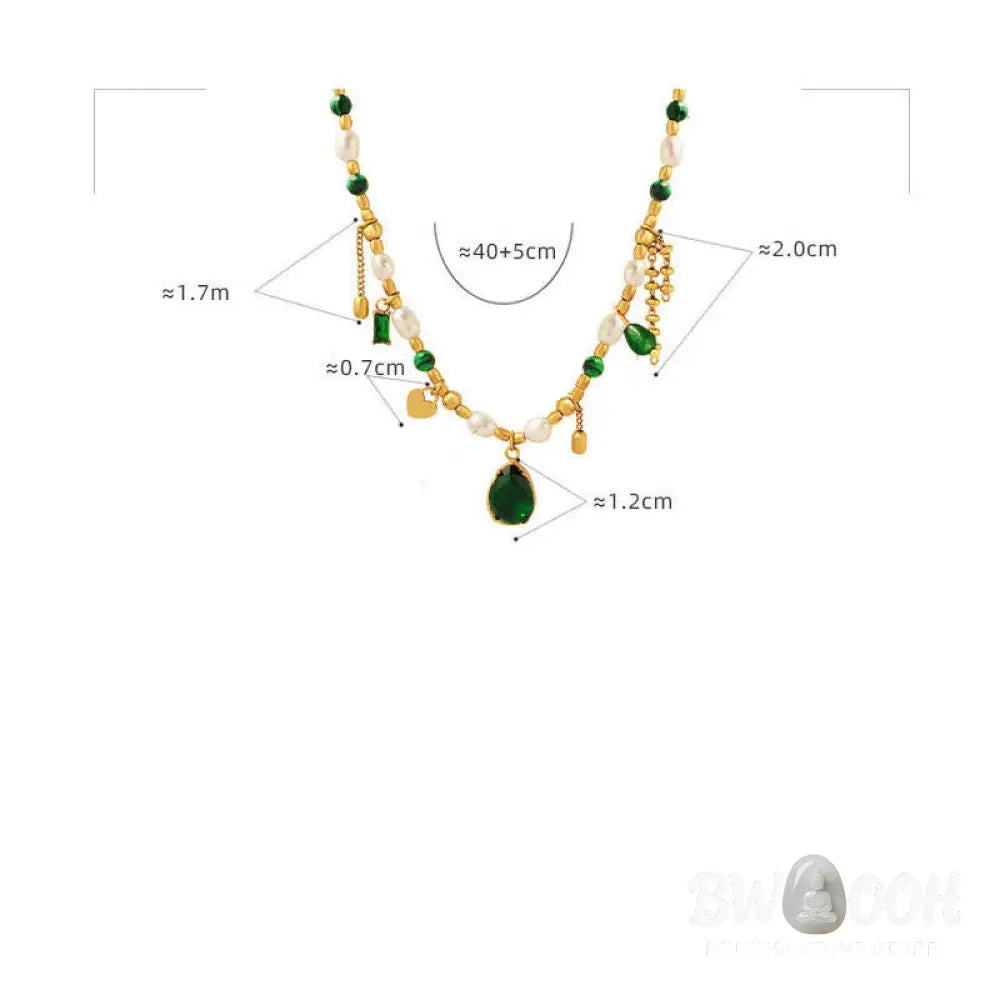 Pearl Bead Zircon Turquoise Calm Necklace Pendant - BWOOOH - Pearl (Happiness ♥ Calm) - Necklaces &amp; Pendants