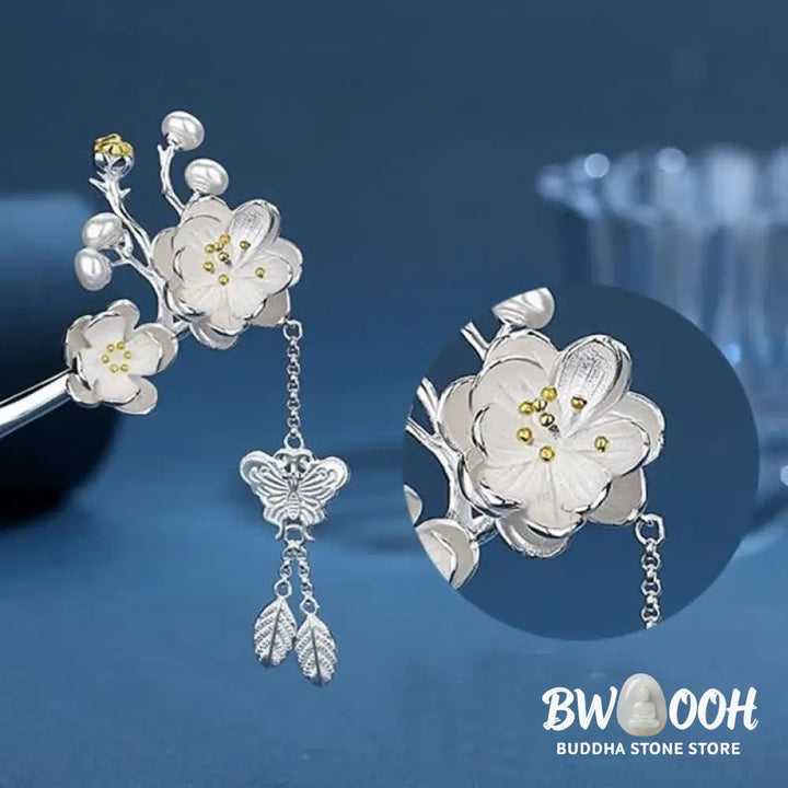 Plum Blossom Butterfly Love Freedom Tassel Hairpin - Feng Shui Butterfly (Love ♥ Freedom) - Hairpin