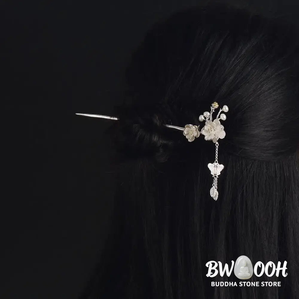 Plum Blossom Butterfly Love Freedom Tassel Hairpin - Feng Shui Butterfly (Love ♥ Freedom) - Hairpin