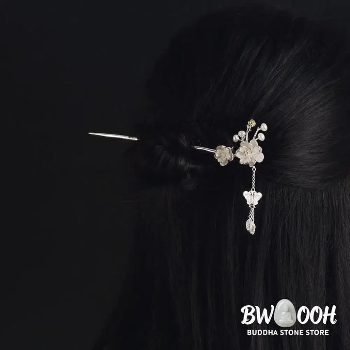 Plum Blossom Butterfly Love Freedom Tassel Hairpin - Feng Shui Butterfly (Love ♥ Freedom) - Hairpin