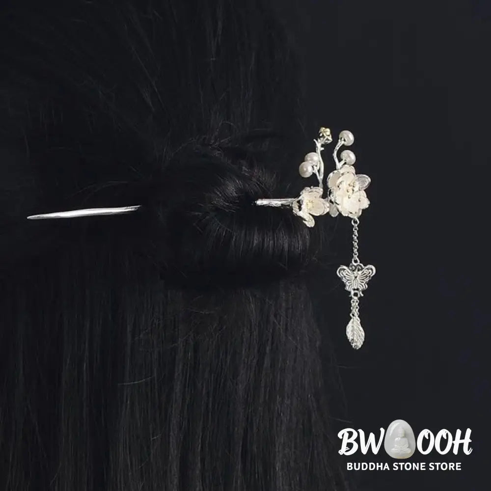 Plum Blossom Butterfly Love Freedom Tassel Hairpin - Feng Shui Butterfly (Love ♥ Freedom) - Hairpin