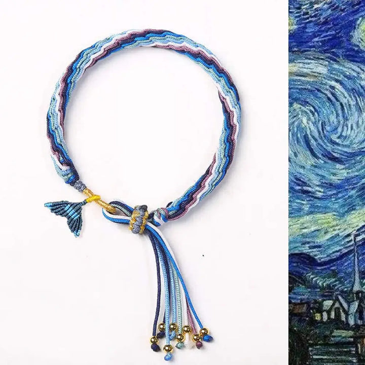 Reincarnation Knot Luck String Protection Braid Bracelet - BWOOOH - Blue&amp;Fishtail (Wrist Circumference 14-20cm)