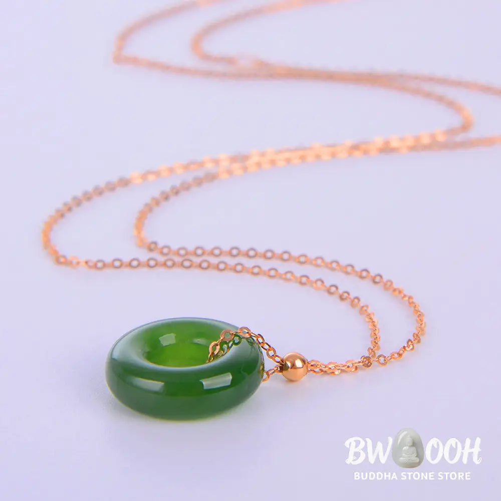 Round Cyan Jade Healing 14k Gold Plated Copper Necklace Pendant - BWOOOH - Cyan Jade (Success ♥ Healing) - Necklaces &amp;