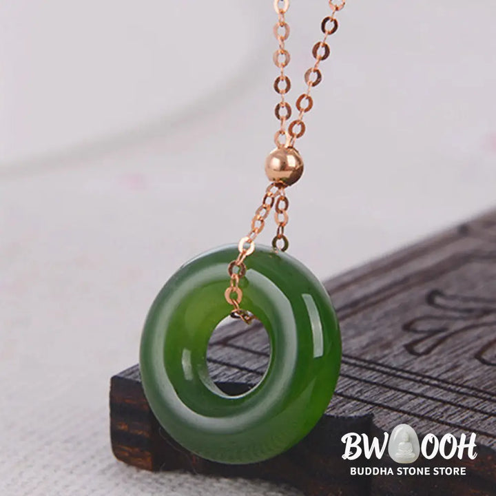 Round Cyan Jade Healing 14k Gold Plated Copper Necklace Pendant - BWOOOH - Cyan Jade (Success ♥ Healing) - Necklaces &amp;