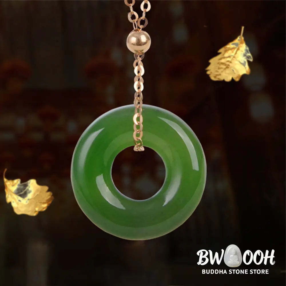 Round Cyan Jade Healing 14k Gold Plated Copper Necklace Pendant - BWOOOH - Cyan Jade (Success ♥ Healing) - Necklaces &amp;