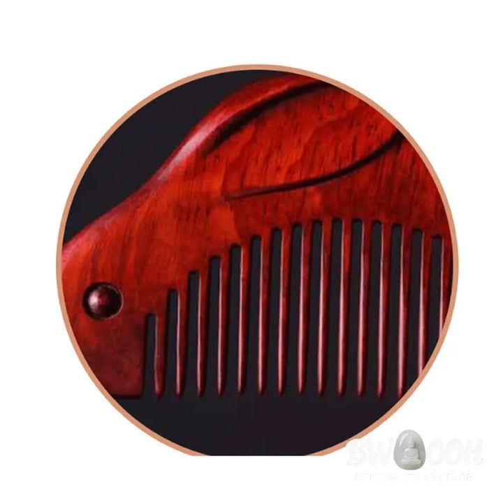 Small Leaf Red Sandalwood Cute Bunny Rabbit Sooth Comb With Gift Box - Small Leaf Red Sandalwood 125*65*12mm - Comb