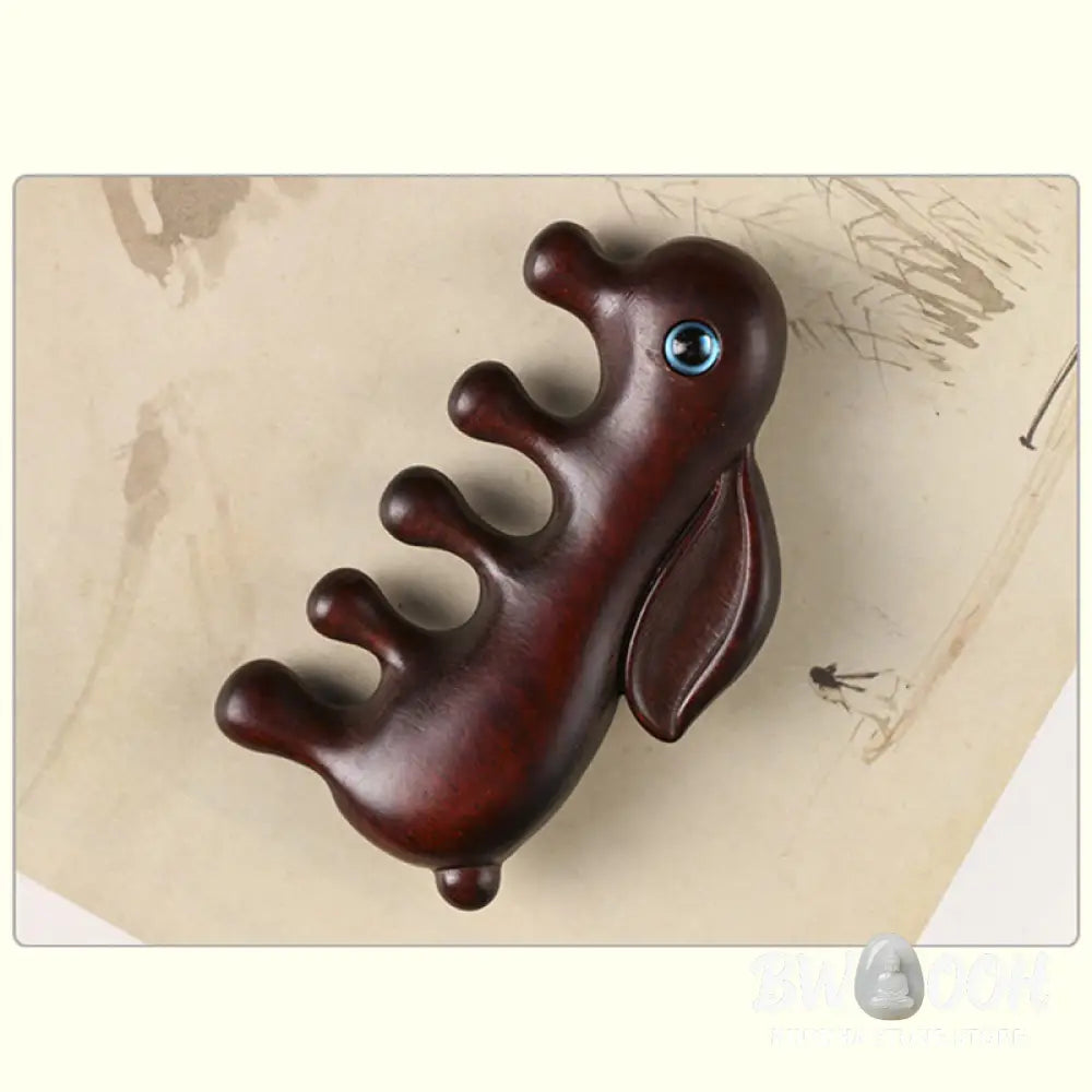 Small Leaf Red Sandalwood Green Sandalwood Lovely Bunny Relaxation Massage Comb - Comb