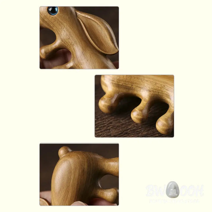 Small Leaf Red Sandalwood Green Sandalwood Lovely Bunny Relaxation Massage Comb - Comb