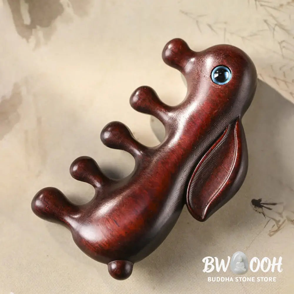 Small Leaf Red Sandalwood Green Sandalwood Lovely Bunny Relaxation Massage Comb - Comb