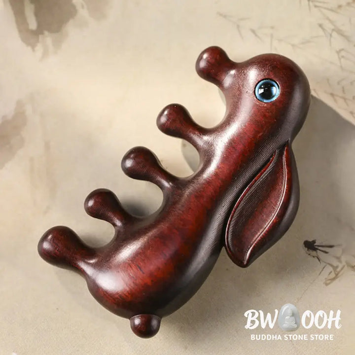 Small Leaf Red Sandalwood Green Sandalwood Lovely Bunny Relaxation Massage Comb - Comb