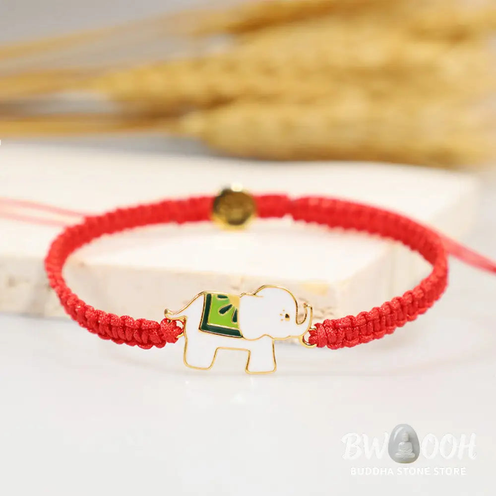 Tibetan Handmade 925 Sterling Silver Lucky Elephant Red String Bracelet (Extra 30% Off | USE CODE: FS30) - ELEPHANT