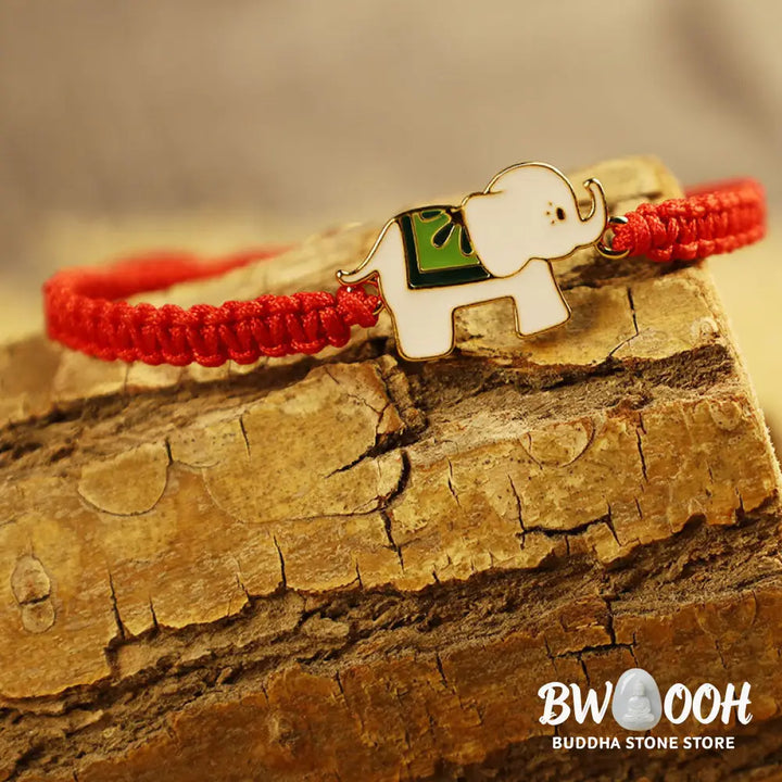 Tibetan Handmade 925 Sterling Silver Lucky Elephant Red String Bracelet (Extra 30% Off | USE CODE: FS30) - ELEPHANT