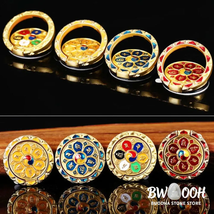 Tibetan Om Mani Padme Hum Peace Phone Ring Bracket Universal Phone Holder Decorations - Decorations
