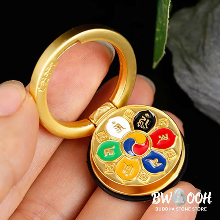 Tibetan Om Mani Padme Hum Peace Phone Ring Bracket Universal Phone Holder Decorations - Decorations