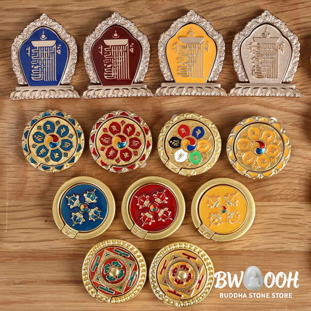 Tibetan Om Mani Padme Hum Peace Phone Ring Bracket Universal Phone Holder Decorations - Decorations