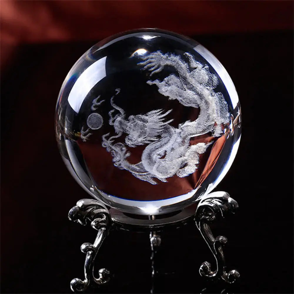 White Crystal Dragon Lotus Blessing Decoration - Dragon - Decorations