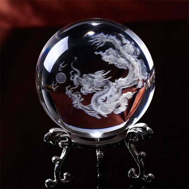 White Crystal Dragon Lotus Blessing Decoration - Dragon - Decorations