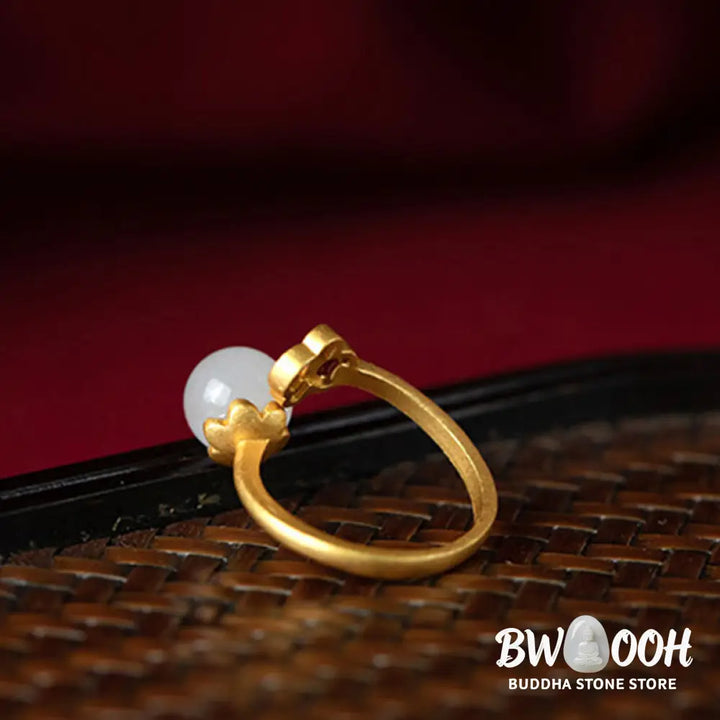 White Jade Auspicious Cloud Blessing Luck Ring - BWOOOH - White Jade - Rings