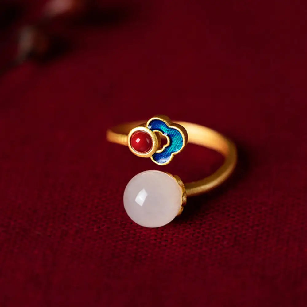 BWOOOH White Jade Auspicious Cloud Blessing Luck Ring — White Jade jade bracelet for spiritual healing and mindful living