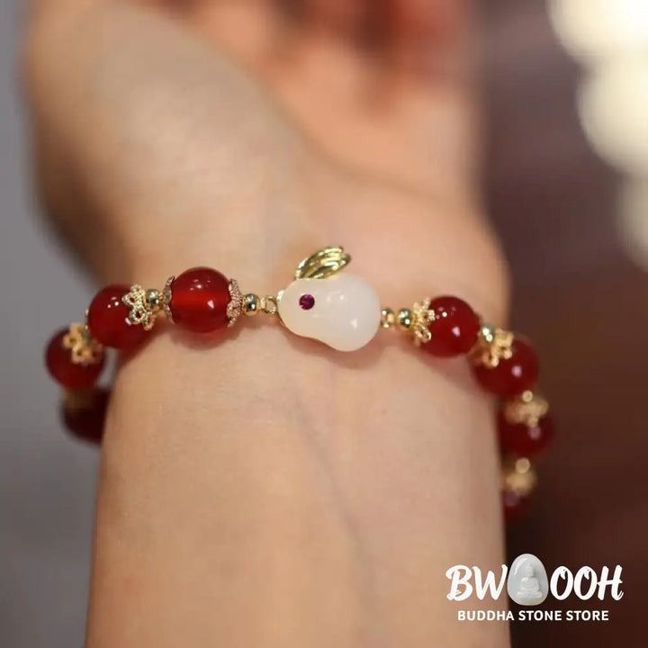 Year of the Rabbit Natural Red Agate White Jade Confidence Bracelet - BWOOOH - Red Agate(Confidence♥Calm) - Bracelet