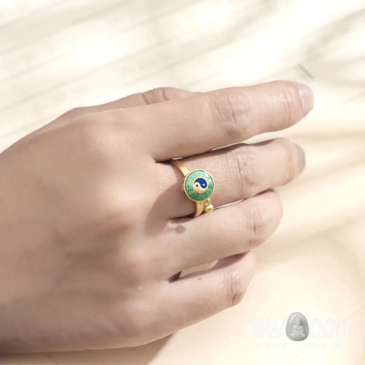 Yin Yang Copper Luck Wealth Rotatable Ring - BWOOOH - Rings