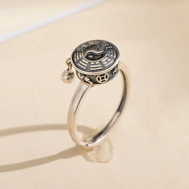 Yin Yang Copper Luck Wealth Rotatable Ring - BWOOOH - Silver - Rings