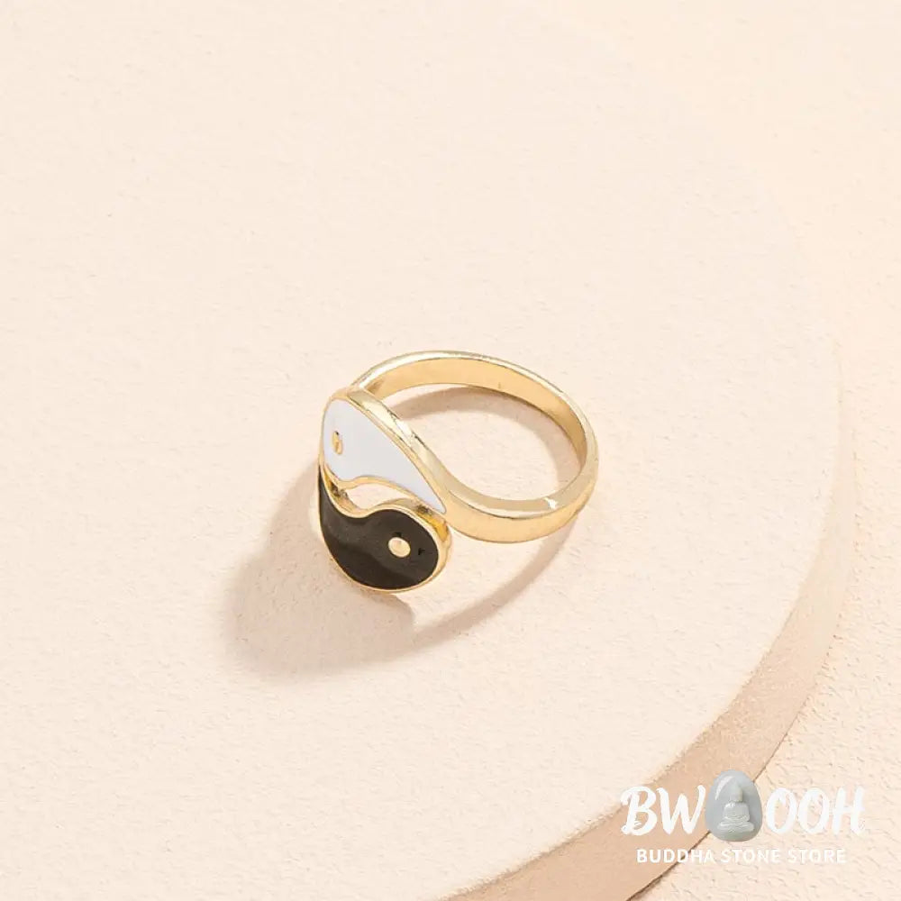 Yin Yang Symbol Adjustable Blessing Couple Ring - BWOOOH - Yin Yang Ring - Rings