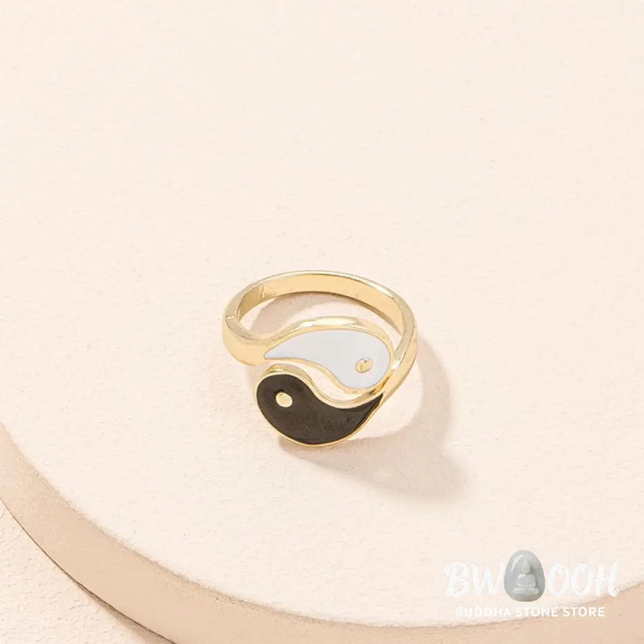 Yin Yang Symbol Adjustable Blessing Couple Ring - BWOOOH - Yin Yang Ring - Rings