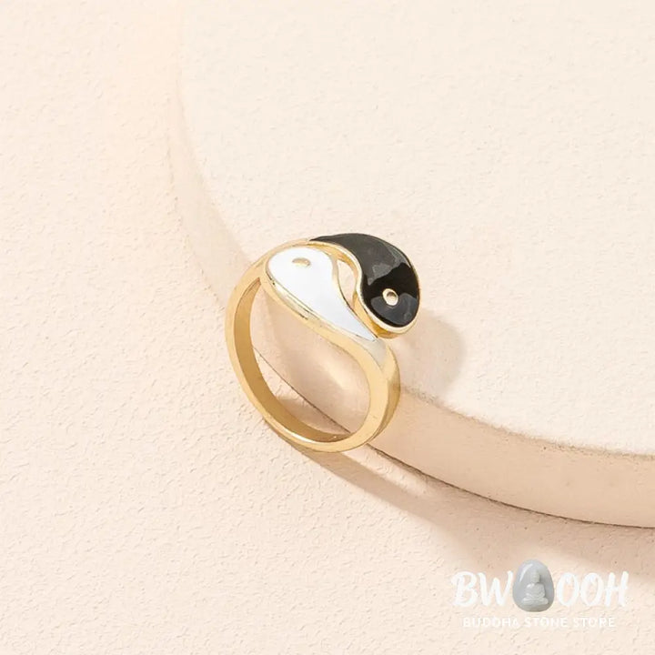 Yin Yang Symbol Adjustable Blessing Couple Ring - BWOOOH - Yin Yang Ring - Rings