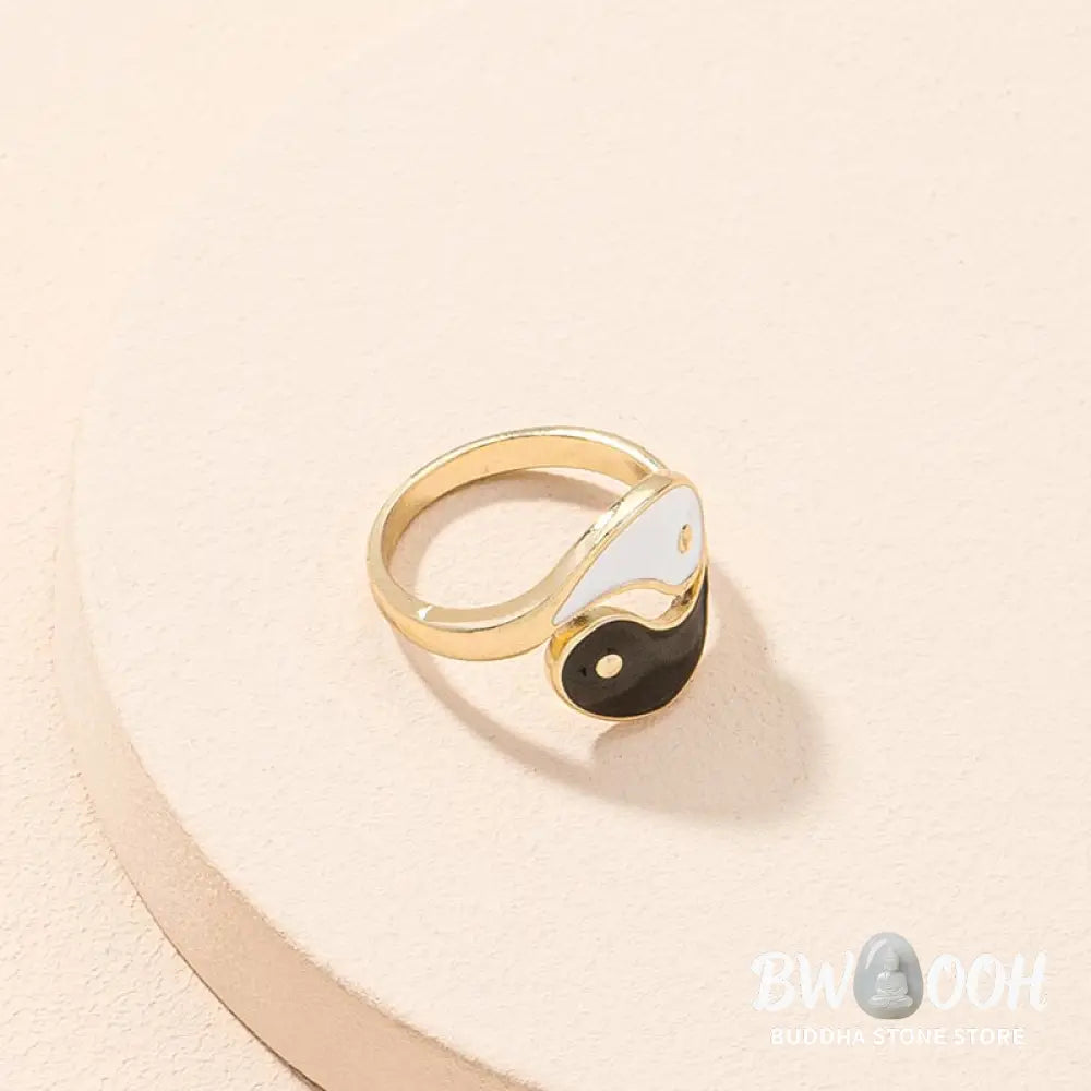 Yin Yang Symbol Adjustable Blessing Couple Ring - BWOOOH - Yin Yang Ring - Rings