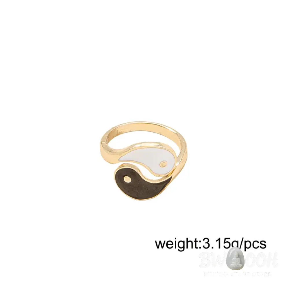 Yin Yang Symbol Adjustable Blessing Couple Ring - BWOOOH - Yin Yang Ring - Rings
