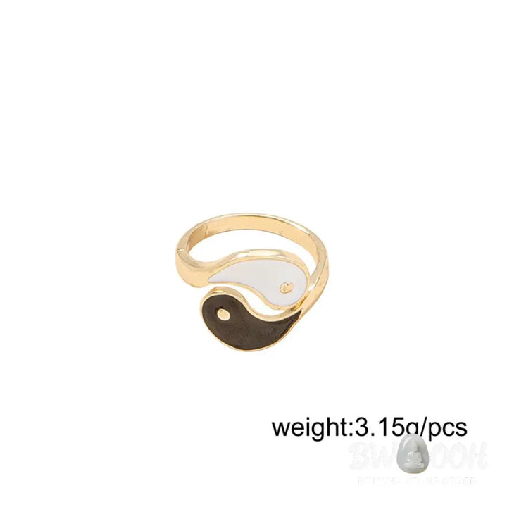 Yin Yang Symbol Adjustable Blessing Couple Ring - BWOOOH - Yin Yang Ring - Rings