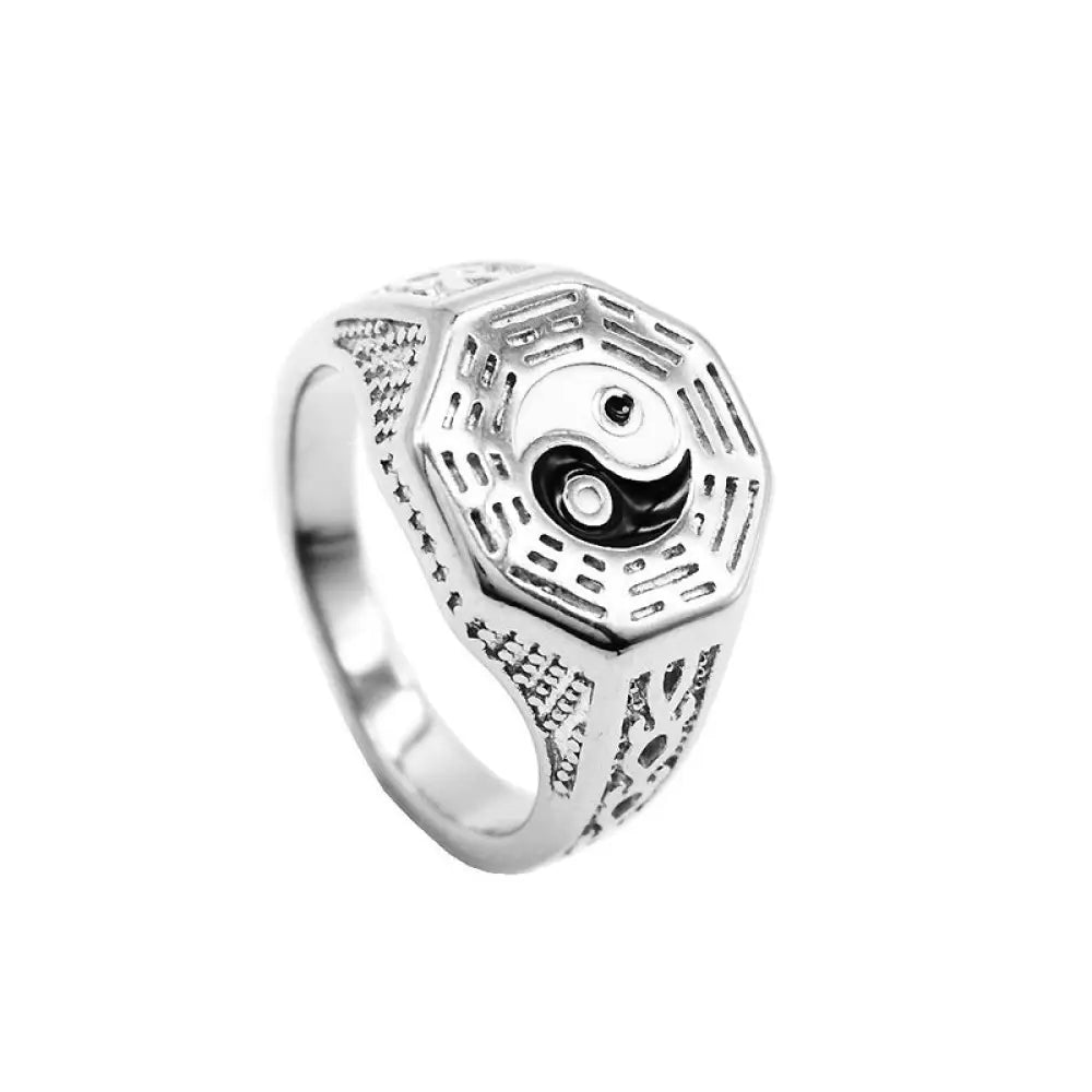 Yin Yang Symbol Copper Luck Ring - BWOOOH - Silver - Rings